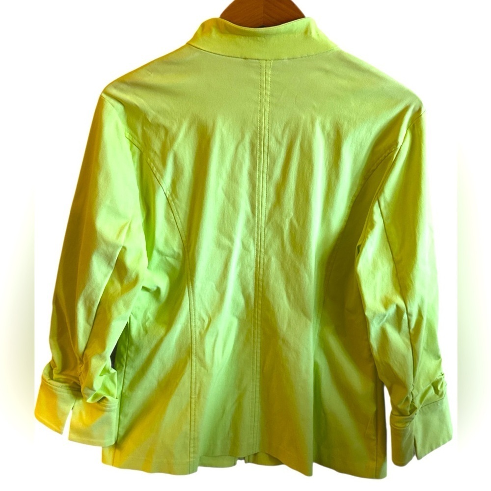 Tribal Zip Front Jacket Size 10 Lime Green Ruched Detailing Casual - Picture 4 of 11